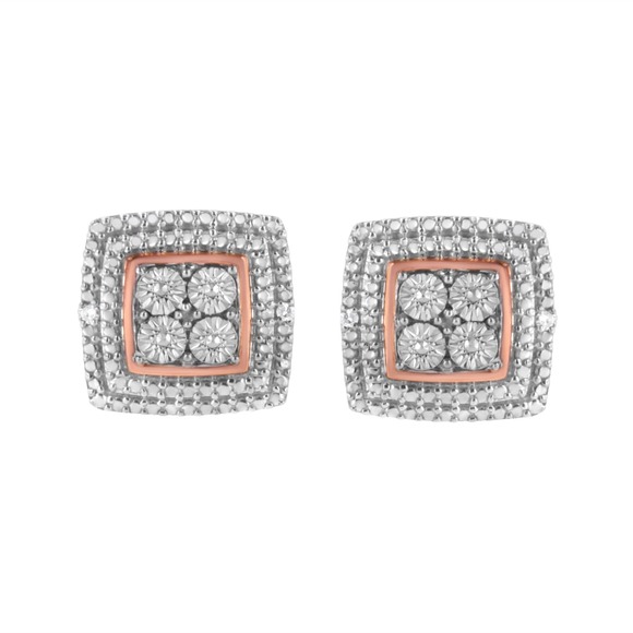 10K Rose Gold Diamond Accent Earrings - Picture 5 of 6